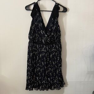 LuLu’s Floral V-Neck Dress with shoulder bow tie detailing